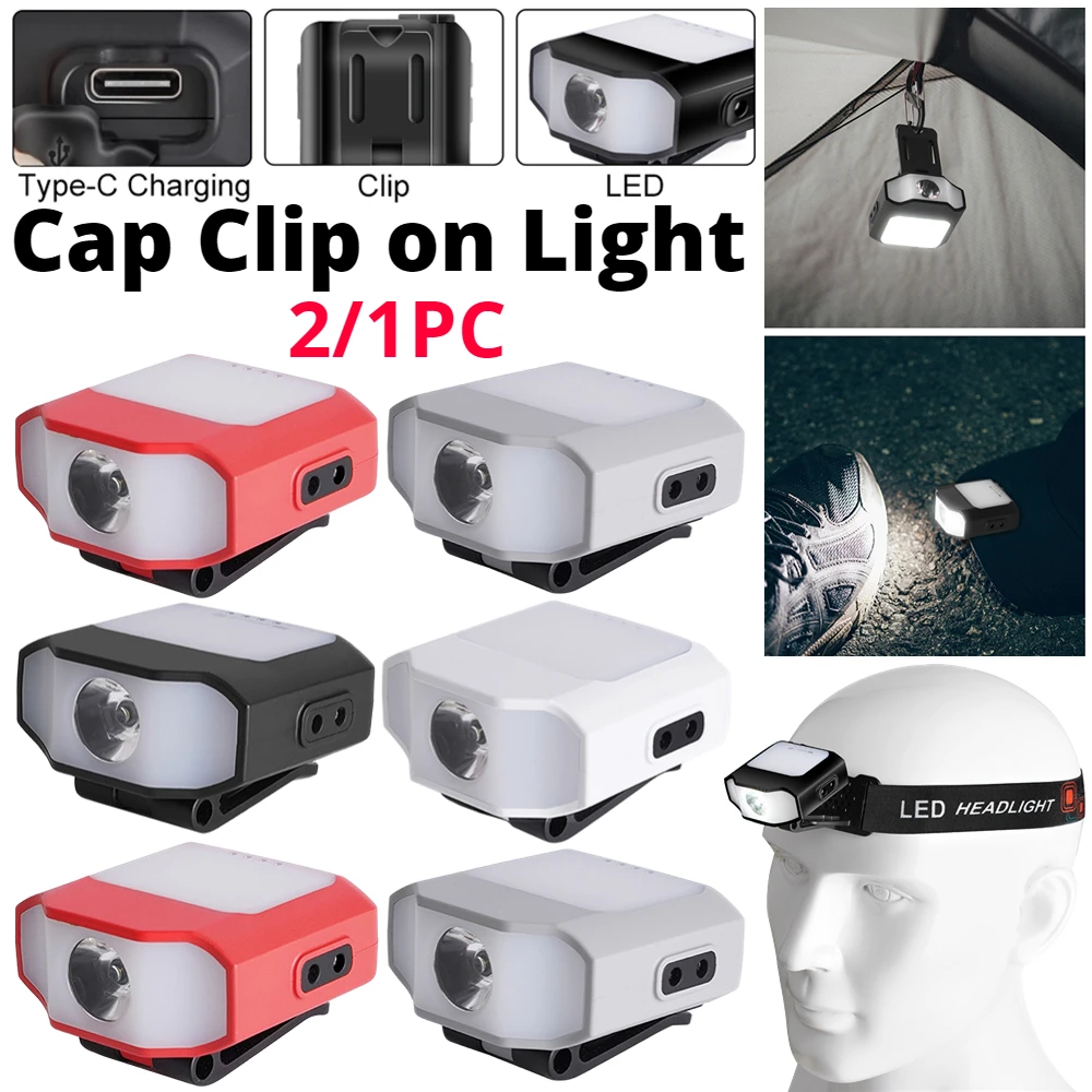 1-2PCS-Sensor-Hat-Clip-Light-COB-LED-Headlamp-Head-Torch-Led ...