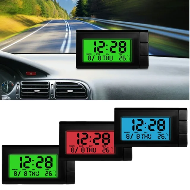Car Electronic Clock LCD Display Auto Digital Calendar 2 in 1 Electronic Temperature Gauge for Car Accessories for Vehicle Parts