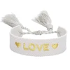 Boho tissé broderie amour poignet tricoté Bracelets d'enveloppement corde à la main tissage tressé glands ethnique femmes hommes bijoux