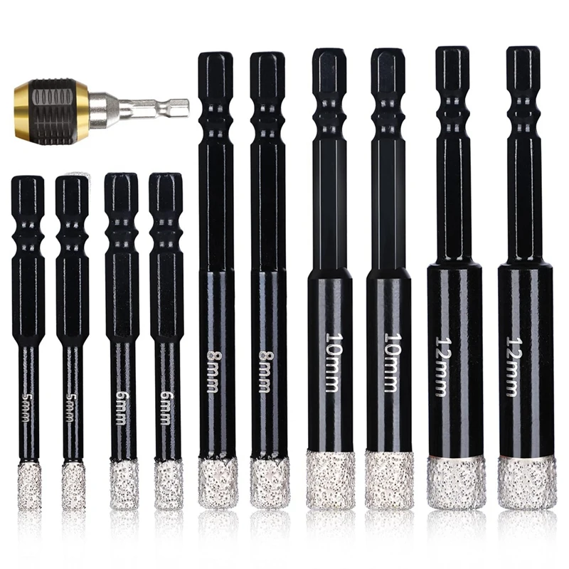 

11Pcs Diamond Drill Bits Set For Ceramic Marble Tile Stone Glass Porcelain Hard Materials For Core Fast Dry Drilling