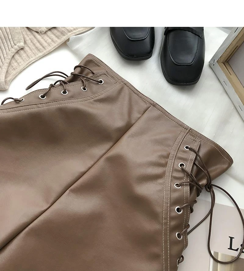 old navy shorts Women's New Korean Design Zipper Drawstring High Waist Pu Leather Shorts Black White Brown winter dresses for women