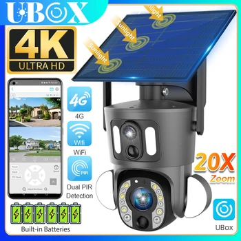 Ubox Camera 4G 8MP Solar Camera 20X Zoom WiFi Surveillance Camera Security Protection PIR Detection Auto Tracking Security Cam 1