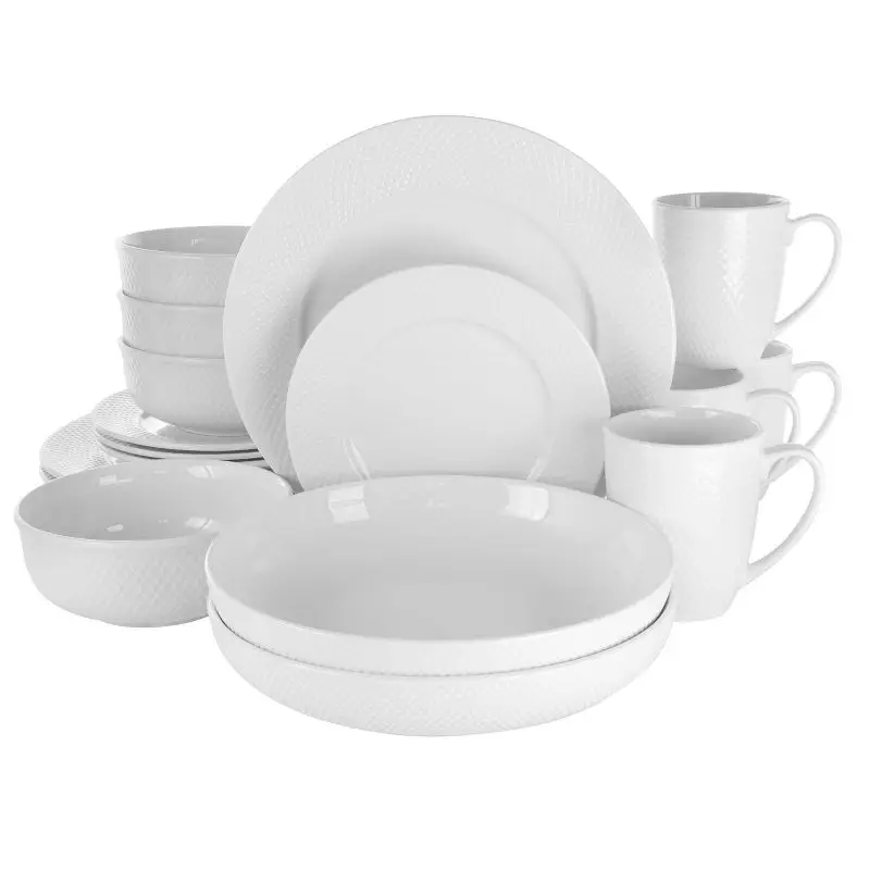 

Contemporary Simplicity: 18-piece Porcelain Round Dinnerware Set, White