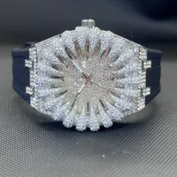 Montre à quartz pour homme Missfox Luxury Full Diamond, bracelet Thorn, style hip-hop, affichage de la date avec fonction lumineuse, montre-bracelet pour homme 3