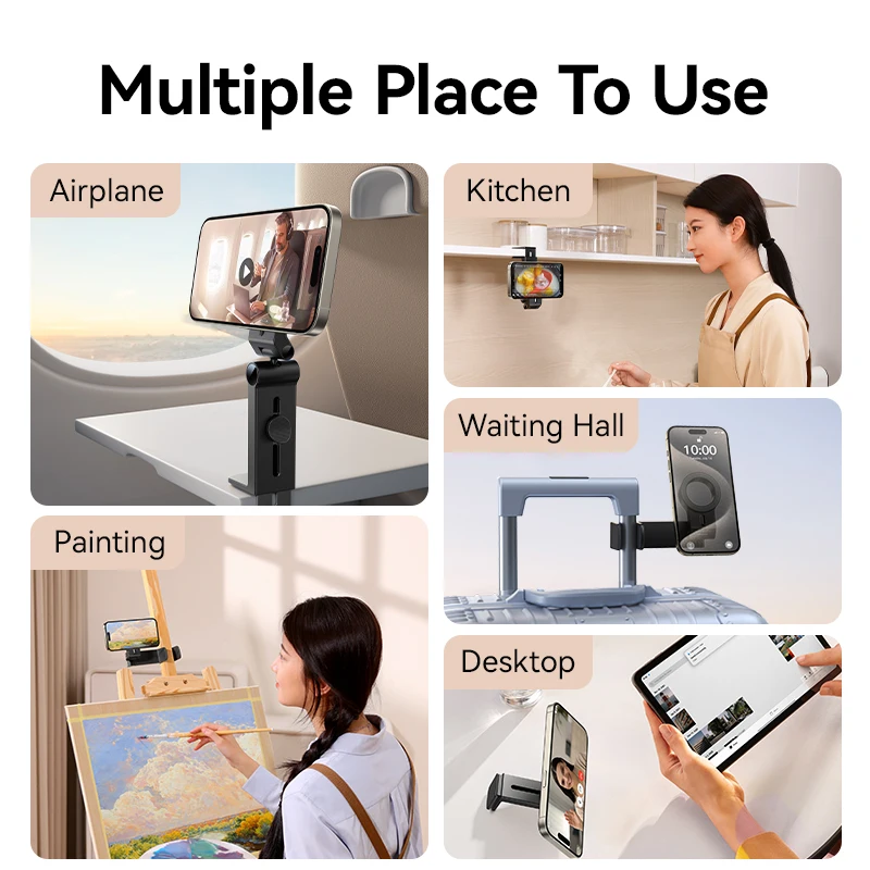 Joyroom Magnetic Airplane Phone Holder Travel Essentials Flexible Rotation Hands-Free Airplane Phone Mount for iPhone 15 - Image 4