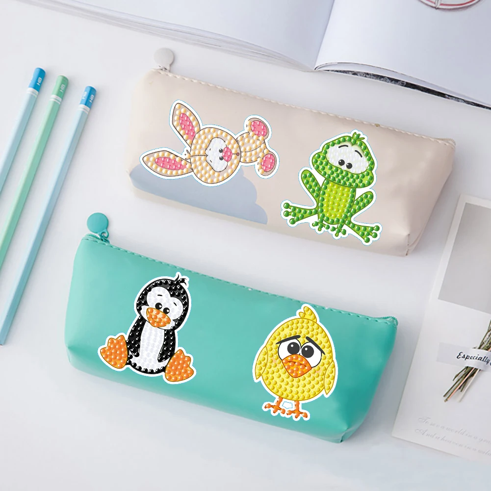 24pcs Animal Gem Sticker Diamond Painting Stickers Kits Art Crafts Handmade DIY Cartoon Stickers for Kids Beginner Children Gift