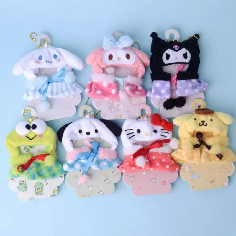 

Lovely Sanrio Doll Cape Clothes Cartoon Keroppi My Melody Kuromi Hello Kitty Cinnamoroll Pochacco Pendant Keychain Cloak Gift