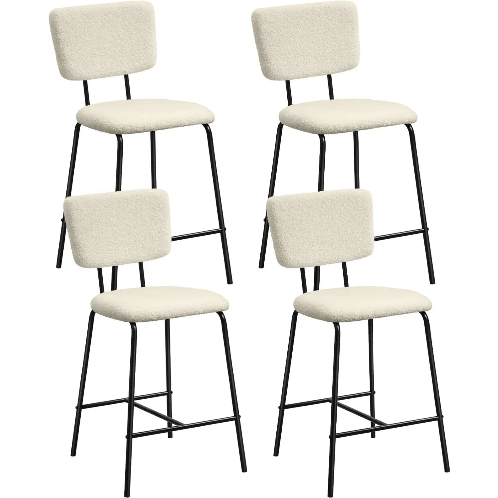 

Counter Height Bar Stools Fabric Bar Stool for Kitchen Bistro Pub Armless Modern Bar Chair with Metal Base for Dining Room