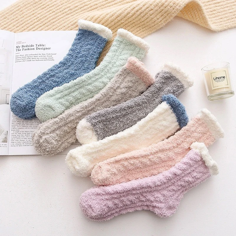 

Winter Warm Fluffy Bed Socks Women's Soft Elastic Coral Velvet Socks Indoor Floor Mink Fur Coral Thicken Ladies Towel Socks