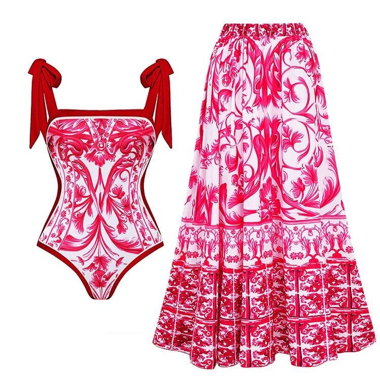 Double -sided wear One Piece Swimsuit 2024 New Cute Print Swimwear Women Bow Swimwear Bathing Suit Beachwear Monokini Swim