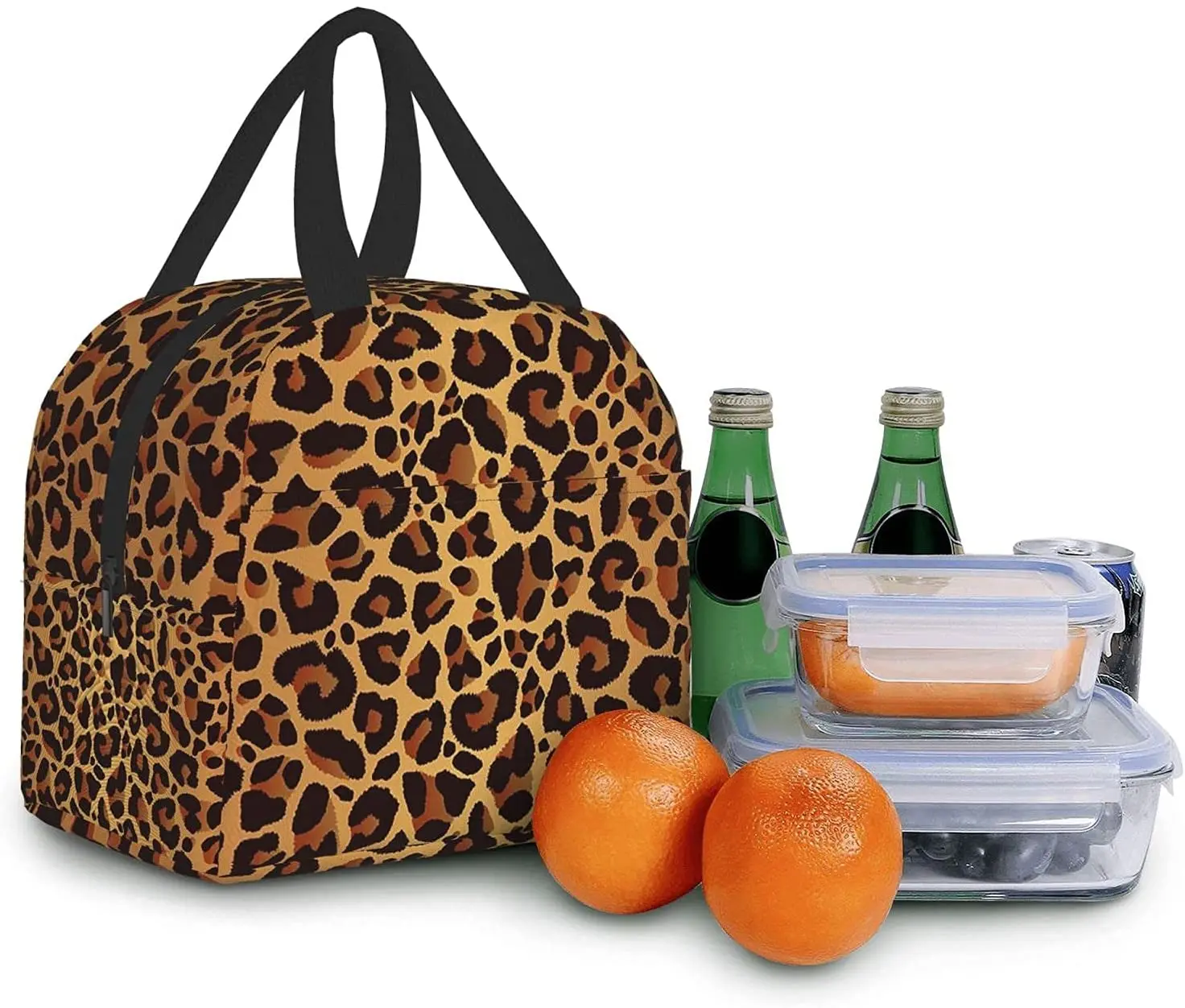 Leopard Printed Lunch Bag for Women Men Kids Lunch box Insulated Soft Bag Mini Cooler Thermal Tote Bag for Office Work Beach