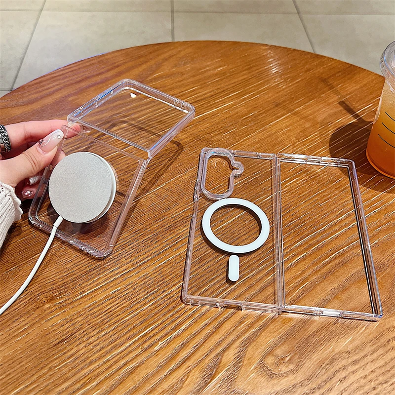 Premium Magnetic Clear Case with Wireless Charging and Shockproof Protection