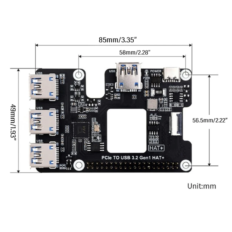 

Настраиваемый концентратор PCIe-USB 3.2 Gen1 HAT+ для 5 различных устройств