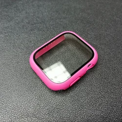 Enhanced Tempered Glass Case for Apple Watch - Screen Protector & Bumper Cover Accessories (Barbie powder 23)