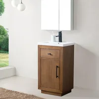 20 inch Bathroom Vanity with Ceramic Sink,with Doors and Removable Shelf, Modern Wood Cabinet with Marble Top, Solid Wood Frame 1