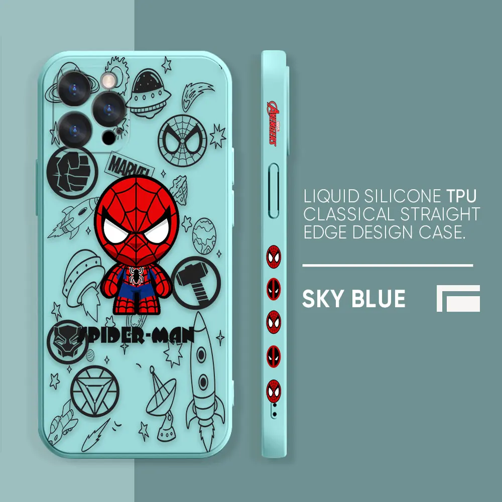thumbnail image 1 of Case For iPhone 14 13 12 11 Pro XS Max Mini X XR 7 8 6 6S Plus Colour Simple Liquid Silicone Case Marvel's Spider-Man Deadpool, 1 of 5