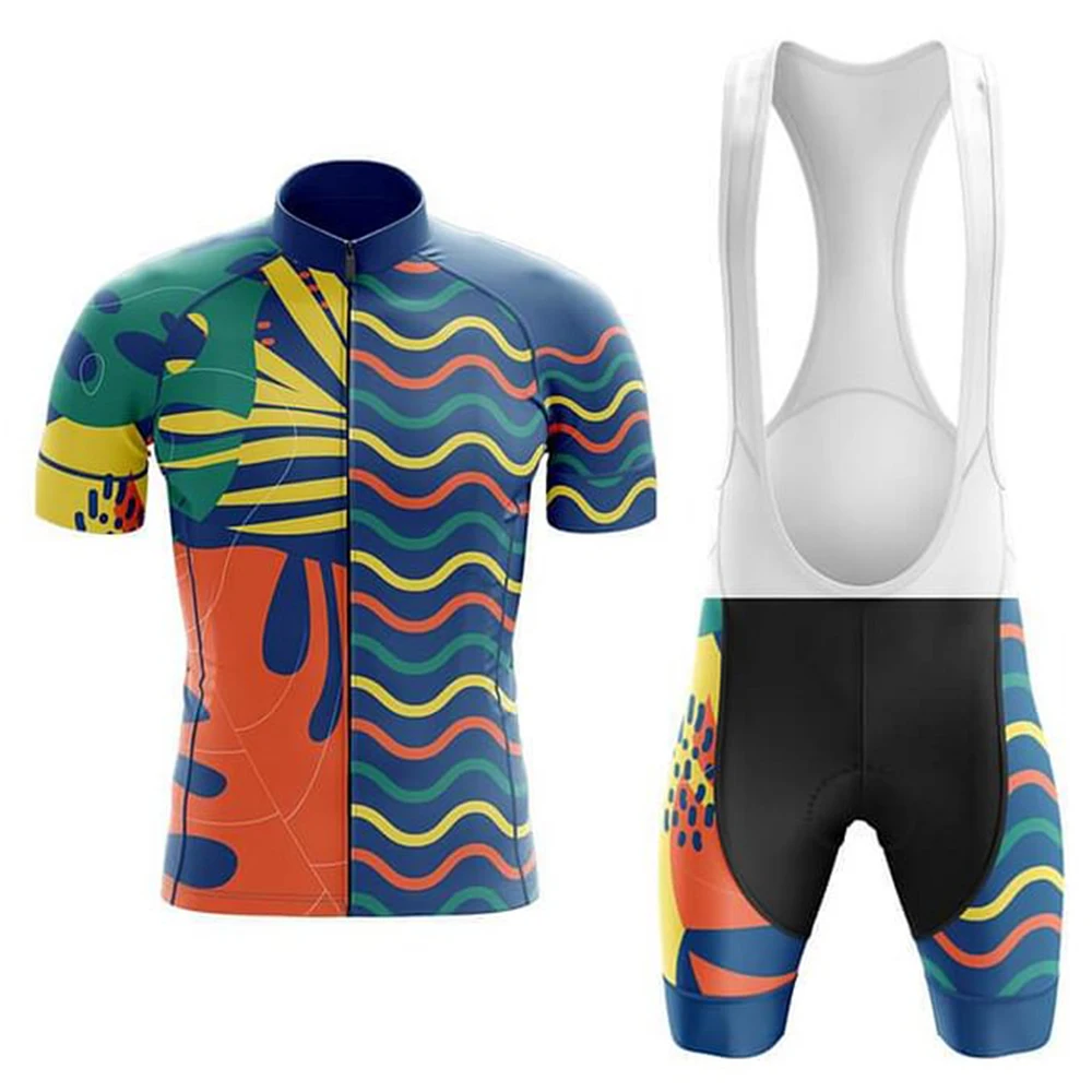

Men Abstract Cycling Jersey Set Bib Shorts Suit Bicycle Wear MTB Downhill Road Bike Kits Clothing