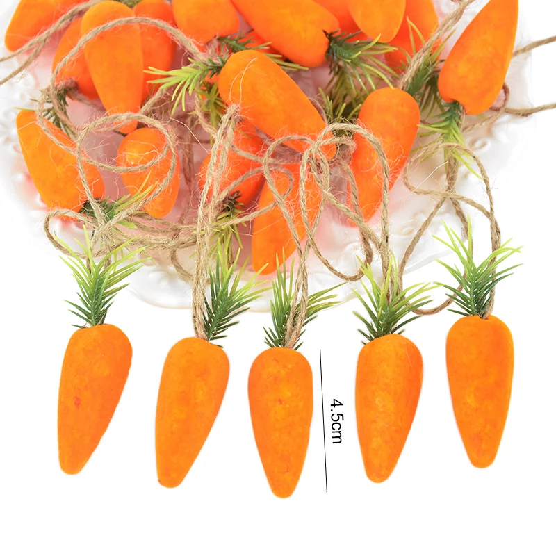 10/20pcs Easter Carrot Hanging Ornament Decoration For Home DIY Foam Carrot Easter Tree Pendants Kids Birthday Party Gift Favors