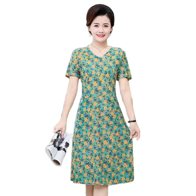 

Casual Dress 2023 New Summer Ladies Long Fashion Loose Slim Summer Short Sleeve Printed Thin Skirt Female Tide.