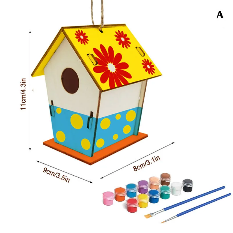 DIY Birdhouse Kit Interesting Easy To Assemble Painting DIY Painting House Decorations For Colorful Decorate Your Home
