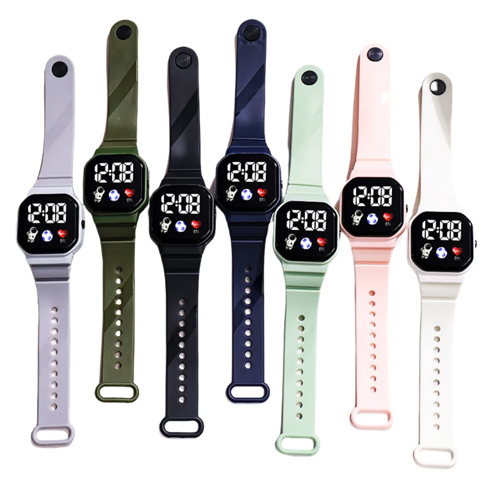 Digital Sports Watch Kids Sport LED Waterproof Electronic Wristwatch Spaceman LED Silicone Strap