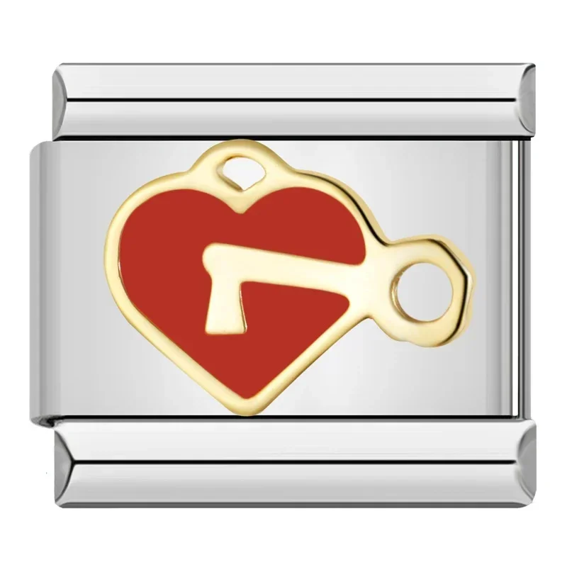 Elegant Red Glaze Floral Heart Charm for Bracelet Jewelry Making