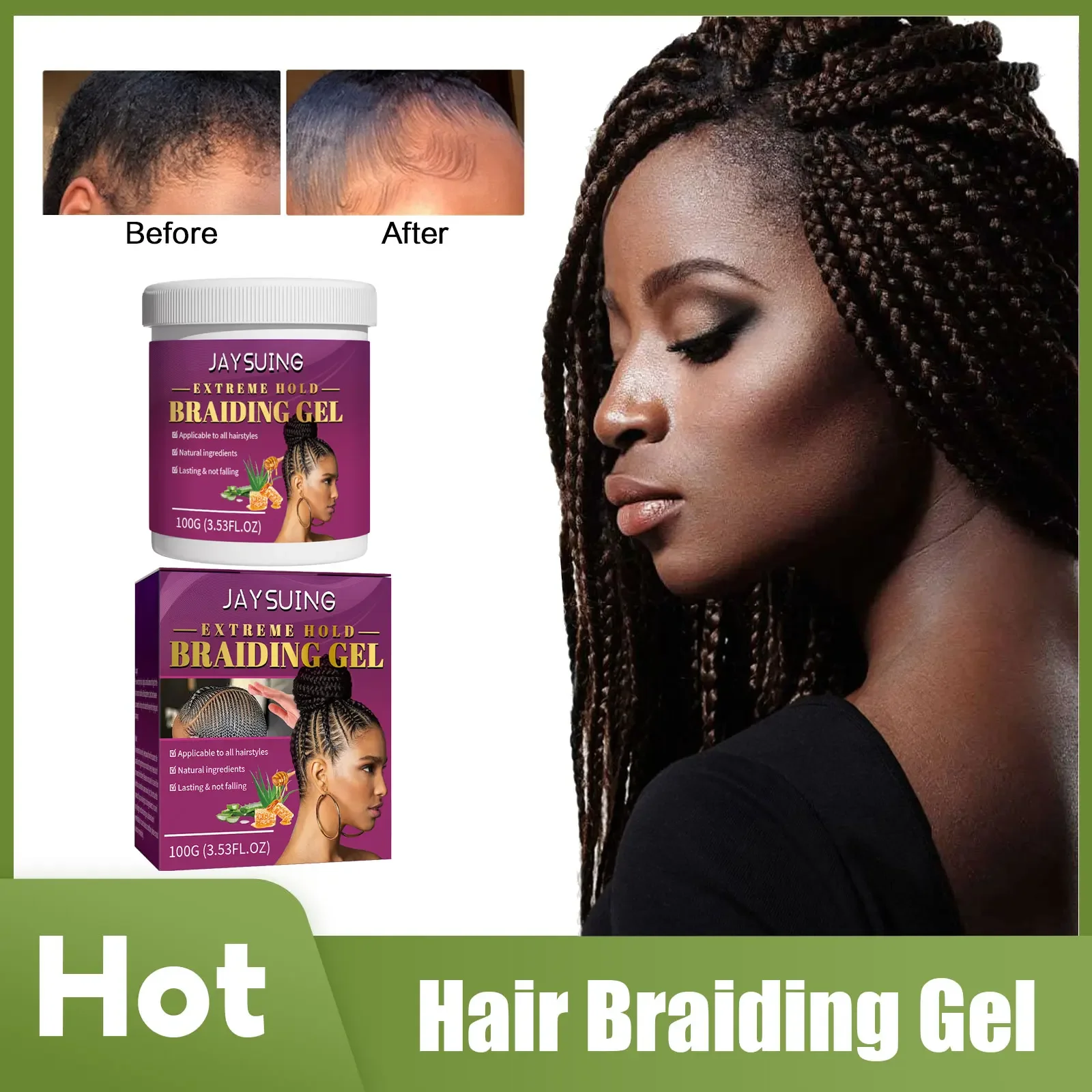 

Styling Braiding Gel Wax Anti-Frizz Reduce Hair Damage Smooth Lasting Edge Control Twist Broken Hair Finishing Shaping Cream