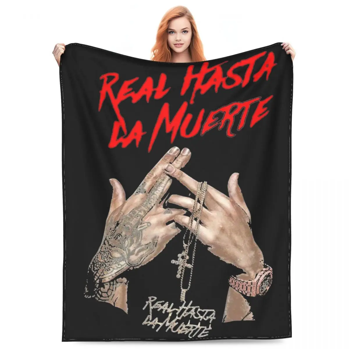 

Anuel AA Real Hasta La Muerte Blankets Flannel Printed Rapper Cozy Warm Throw Blankets for Bedding Travel Quilt