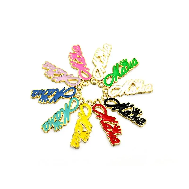 

10pcs Enamel Floating Mama Letter Charms For Bracelet Bangle Jewelry Making DIY Accessories Wholesale LTC0161-LTC0162