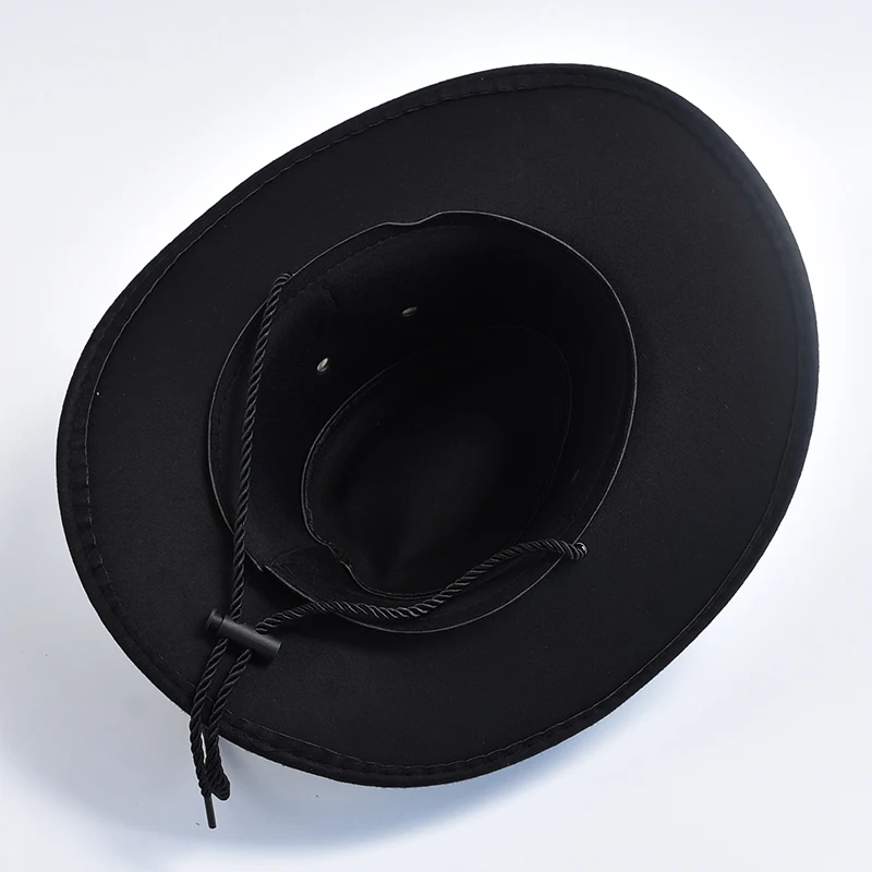 Kunstwildleder Western Cowboyhüte Vintage Breitkrempiger Gentleman Cowgirl Jazz Hut für Feiertage Party Cosplay – Detail 10