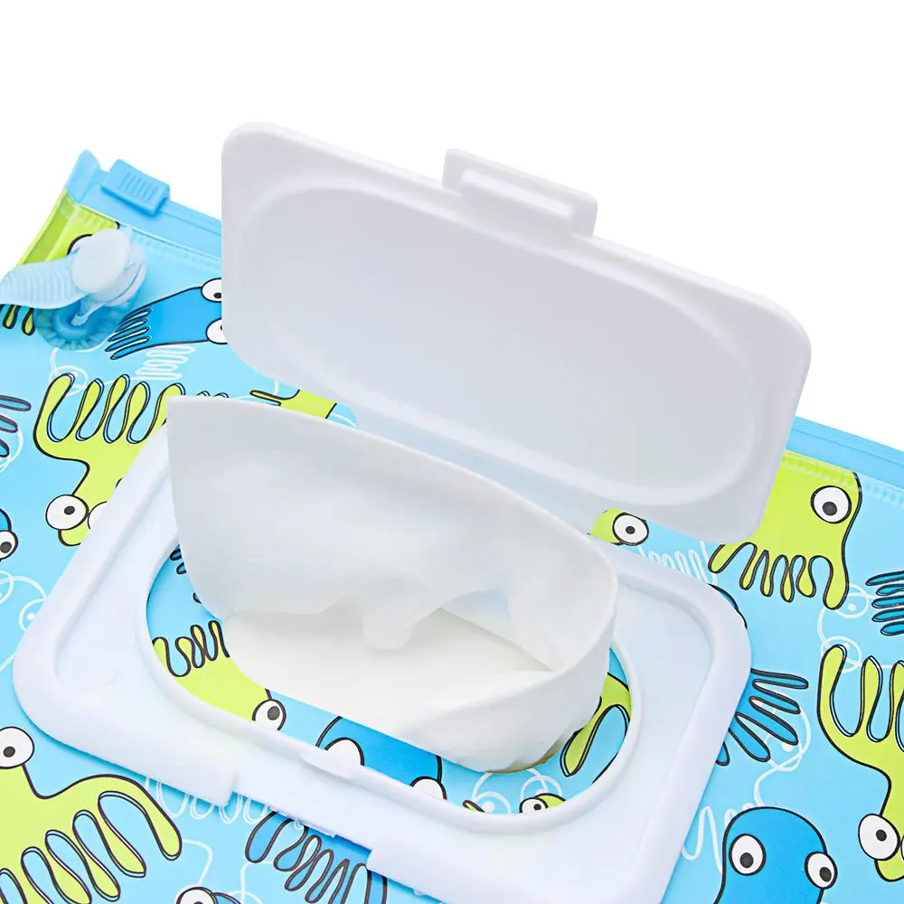 Baby Product Wet Wipes Bag Flip Cover Cosmetic Pouch Snap-Strap Tissue Box Portable Outdoor Carrying Case Stroller Accessories
