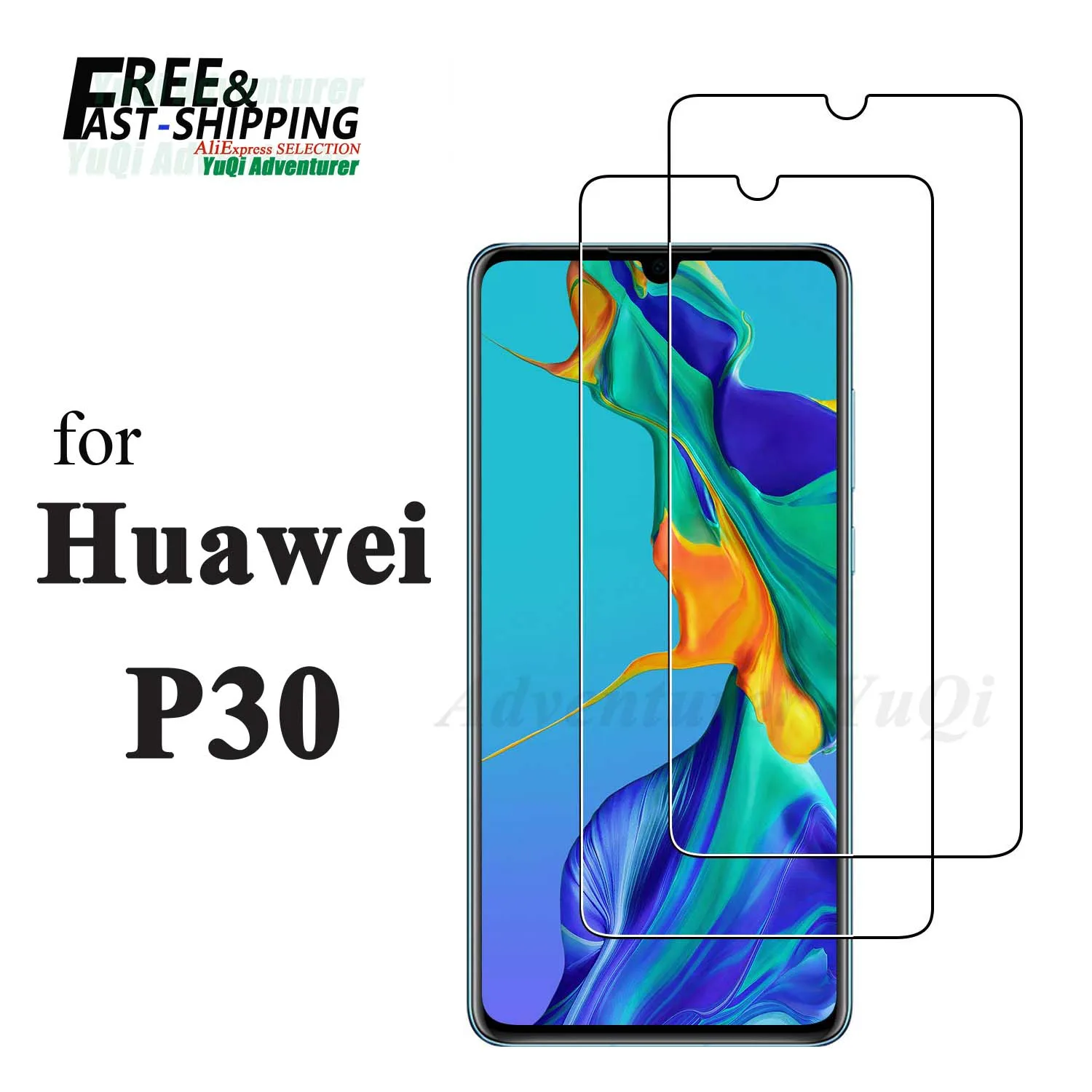 Защита экрана для HUAWEI P30, закаленное стекло на выбор, Бесплатная быстрая доставка, прозрачный Чехол 9H HD силиконовый чехол узор из корги на huawei p30