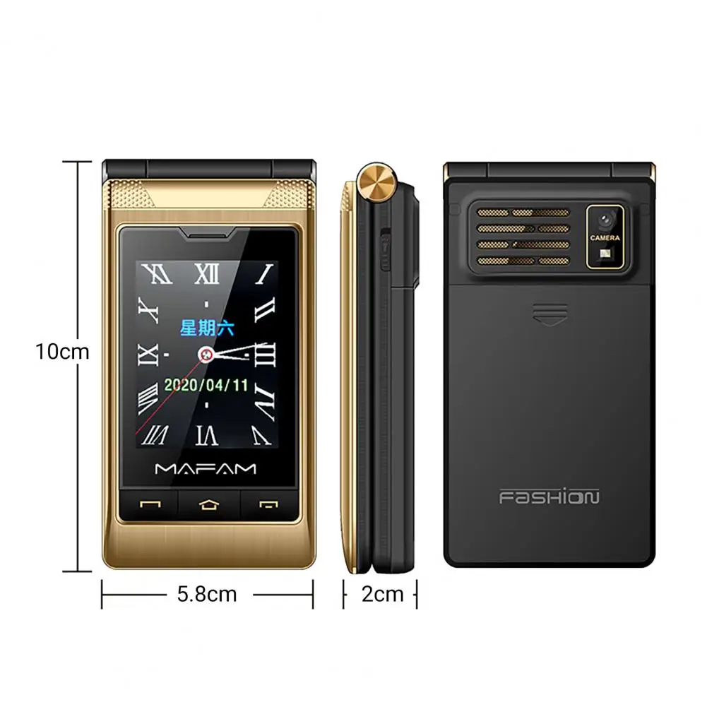 Yeemi Dual Display Flip Celular G10-c Gift Bolsa de Couro Teclado Grande Gsm 2g Grande Voz 5900mah Idoso - Imagem 3