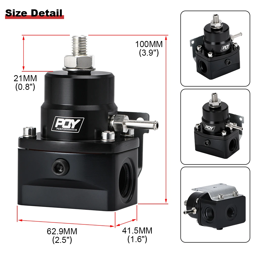 Fuel Pressure Regulator Universal Aluminum Fuel Pressure Regulator AN8 Feed & AN6 Return Line W/ 0-160PSI Gauge Set 3-20 20-45 45-70 Pressure Springs