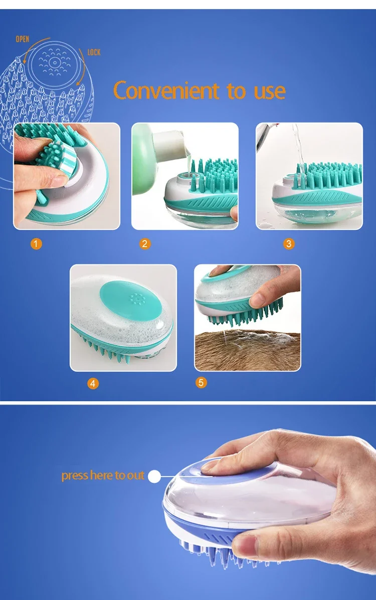 2-in-1 Pet Bath Brush – Soft Silicone SPA Massage & Grooming Comb for Dogs & Cat