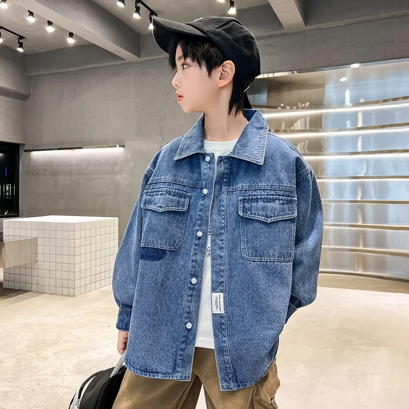Boys Coat Jacket Cotton Outerwear Overcoat Loose Jean Spring Autumn High Quality Children's Warm Clothing