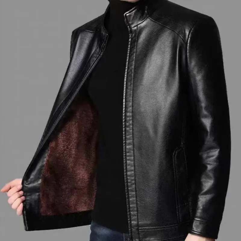 Leather Jacket Middle-aged Men  Spring Autumn, Thick  Jacket  Middle-aged Elderly Men Leather Clothing