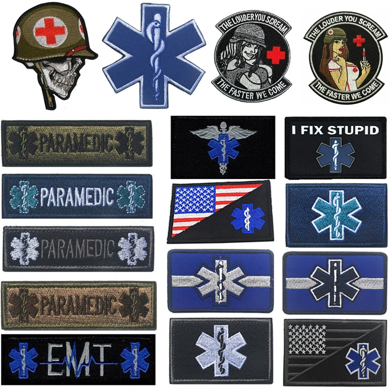 ParamedicMedicalHookEmbroideryPatchBadgeTacticalMilitaryClothes