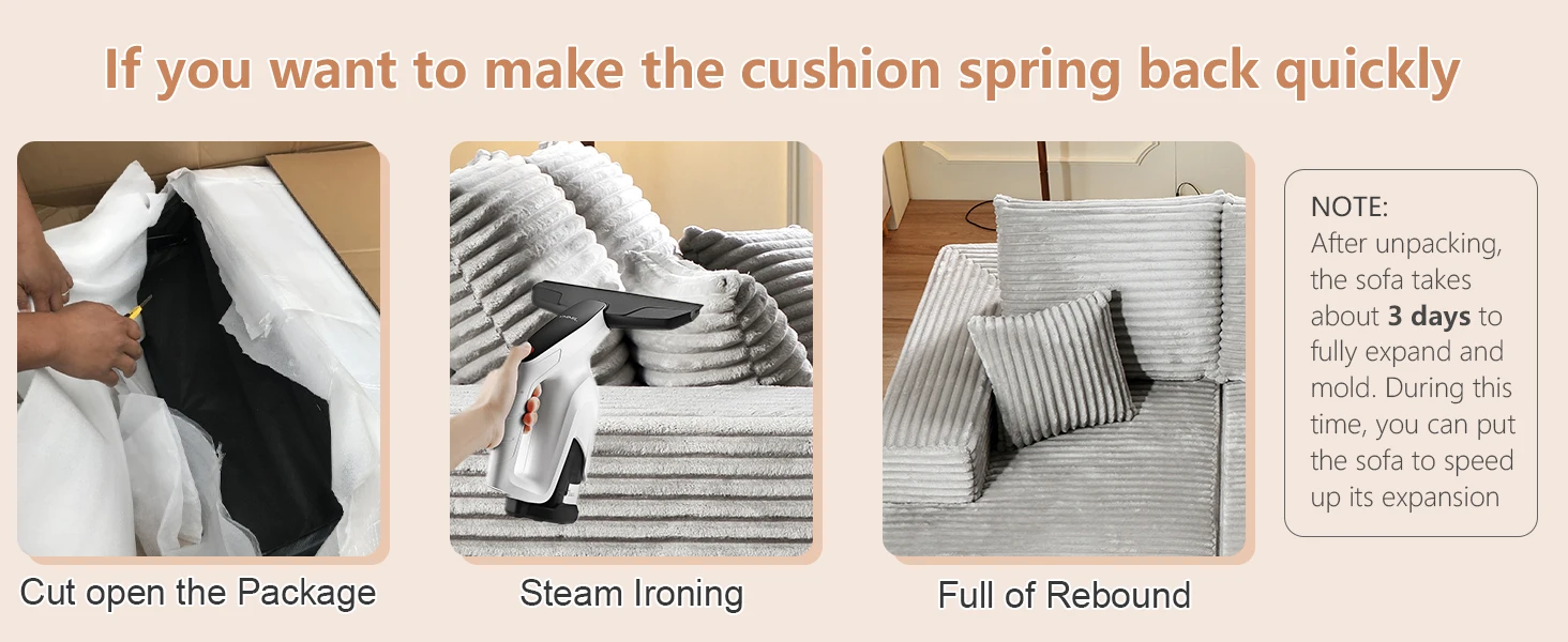 74.8" W Corduroy Double Oversized Chaise Lounge Chair