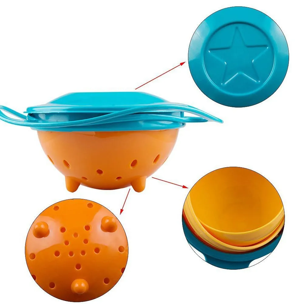 360 Rotate Baby Gyro Feeding Bowl Anti Non Spill Food silicone bowl