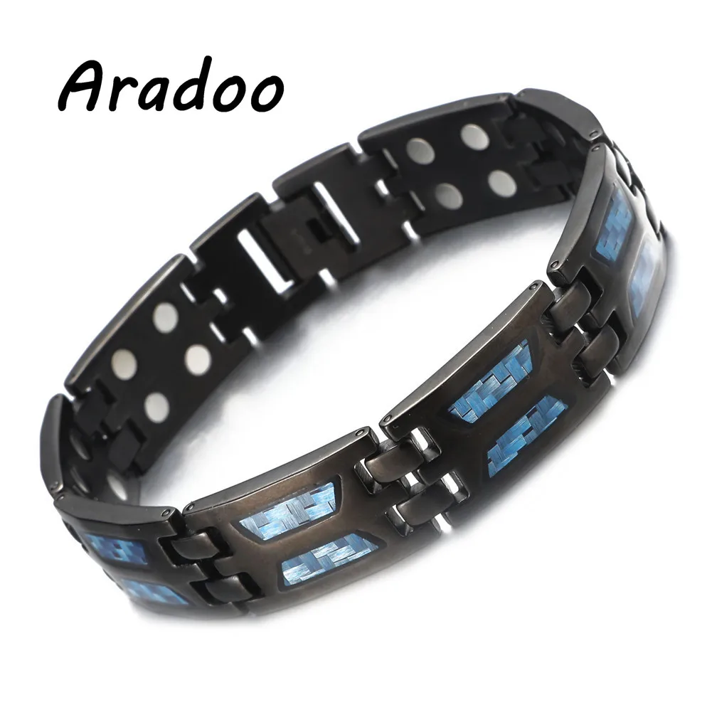 

Charcoal Fiber Men's Titanium Health Bracelet Titanium Steel Negative Ion Magnetic Fat Burning Energy Bracelet