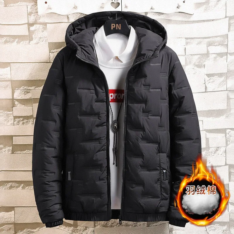2023 New Men's Parkas Down Cotton Korean Winter Fleece Cotton-padded Jacket Hooded Coat Male Fashion Top Men Clothing Casual