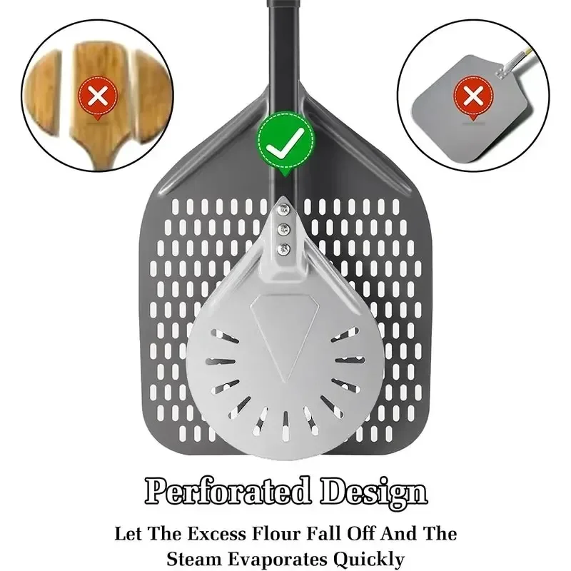 Pizza Peel 7/8/9/12inch Professional Pizza Spatula Paddle Perforated Aluminum Metal Pizza Turning Peel For Homemade Oven Accessories