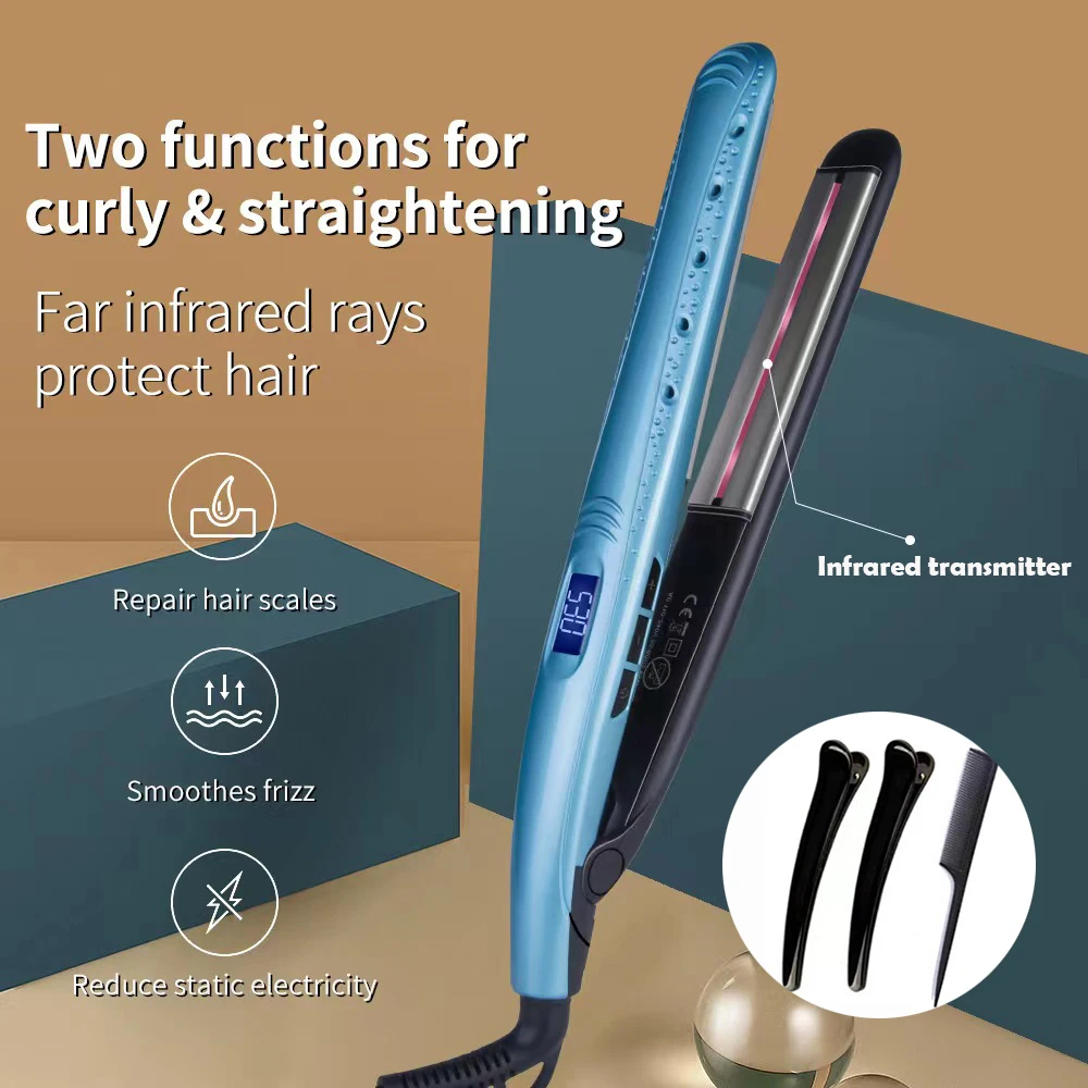 

Infrared Narrow Version Hair Straightener Flat Iron Ceramic Hair Curler LCD Electric Curling Styling Tool Beard Straightening