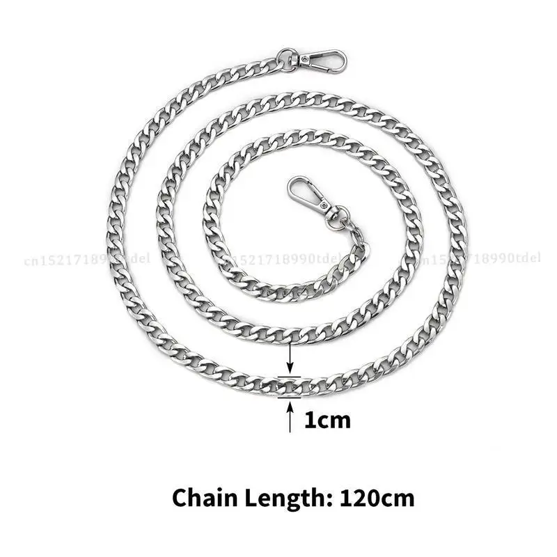 120cm Women Bag Aluminum Chain Color Retaining Gold Diy Simple Chain Metal Wrap Chain Underarm Shoulder Strap Replacement Strap