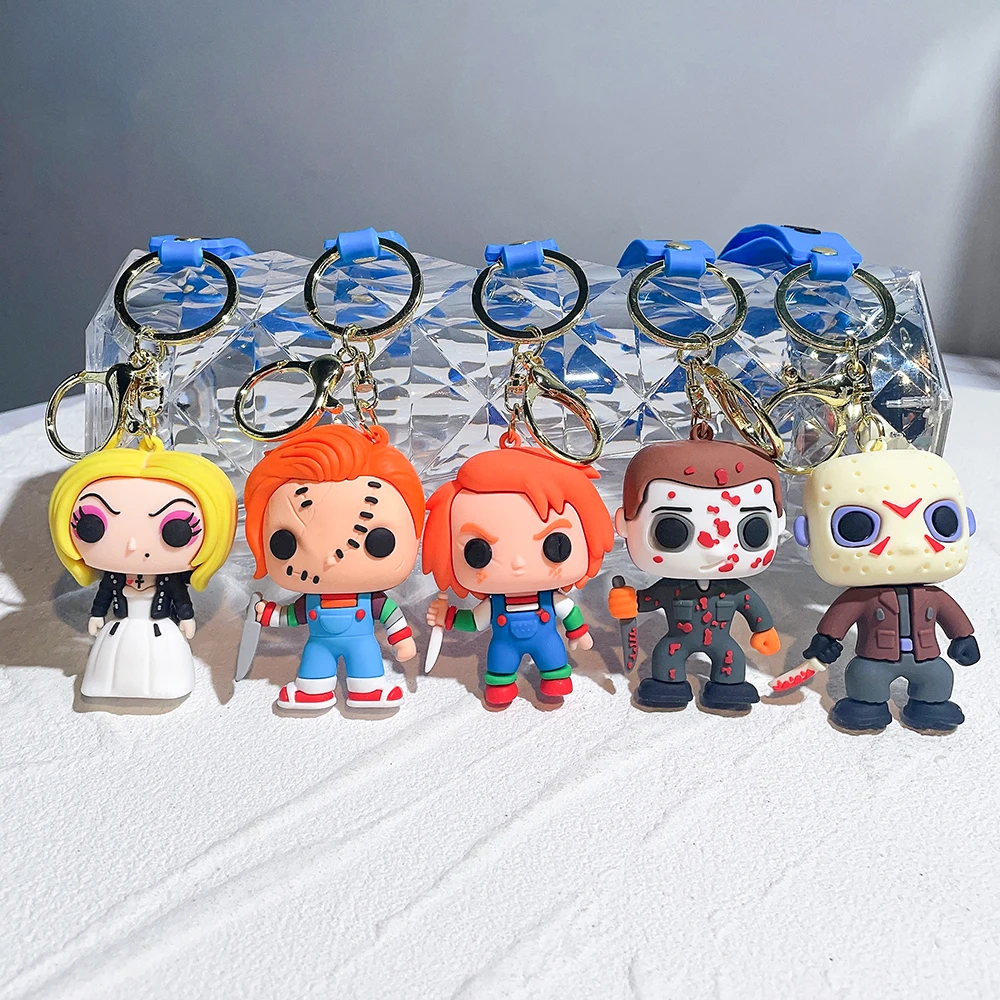 Ghost Keychain Halloween Scary Ghost Baby Keychains Dolls Horror Child's Play Chucky Tiffany Glen Mini Pendants PVC Figures Toy