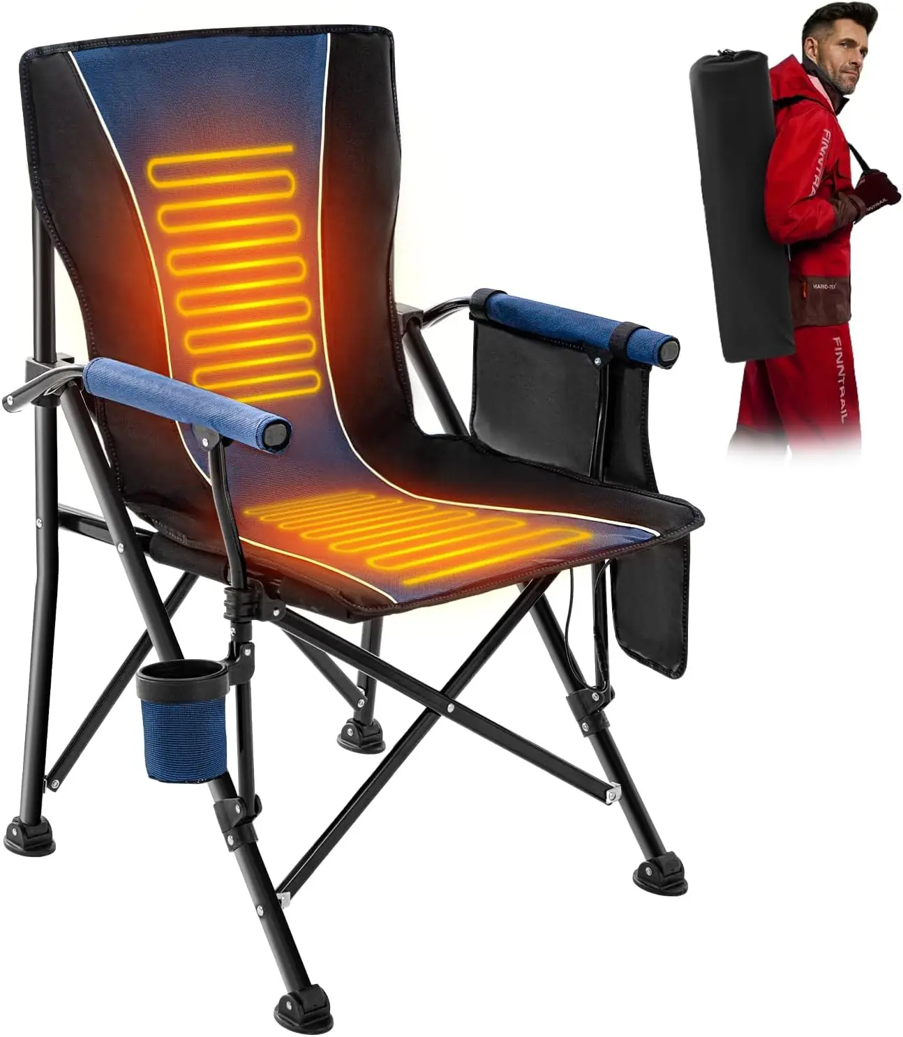 

Heated Camping Chair for Outdoor Sports,Heavy Duty Heated Folding Chairs for Adults,Heated Lawn Chair Supports 400 lbs, Collapsi