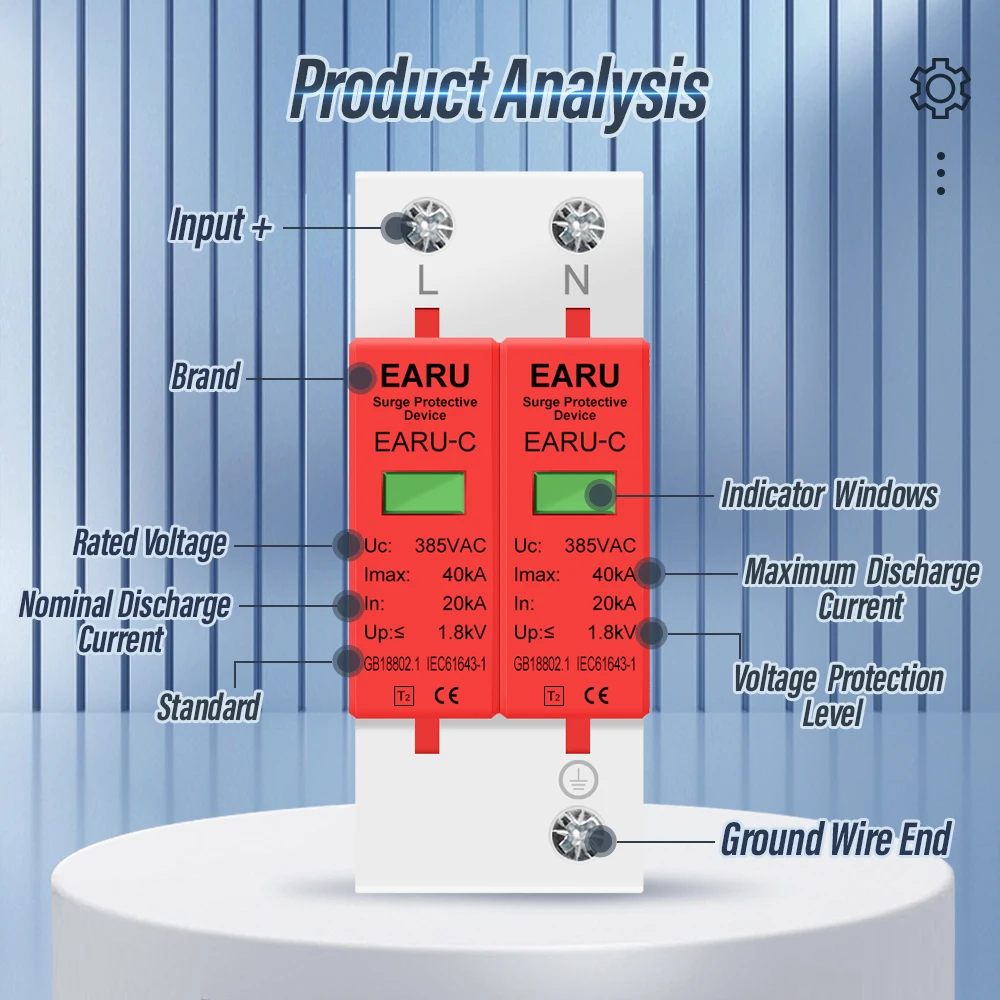 Power Surge Protective Device SPD Arrester Low Voltage House 1/2/3/4 Pole Surge