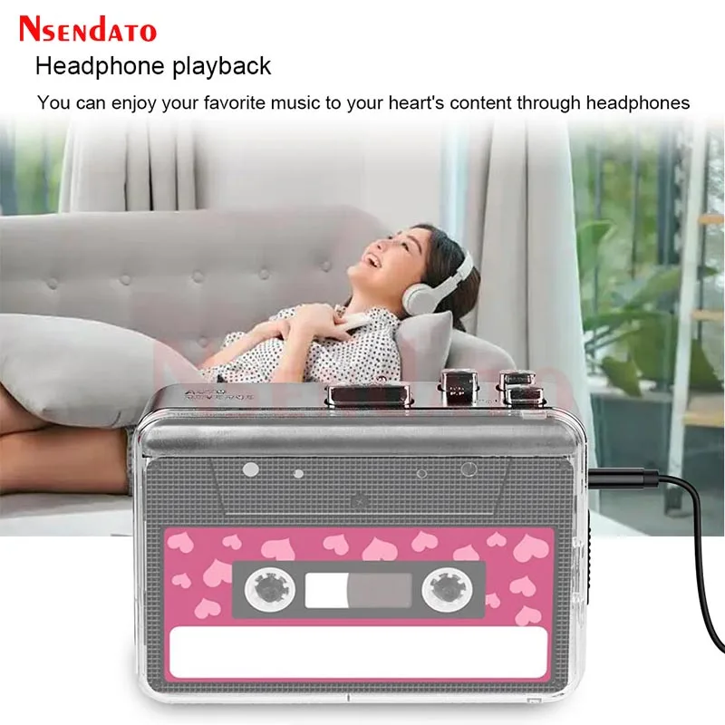 Transparent USB Cassette Player and Tape to mp3 Converter USB Cassette Tape Music Audio Player With Speaker For USB Flash disk