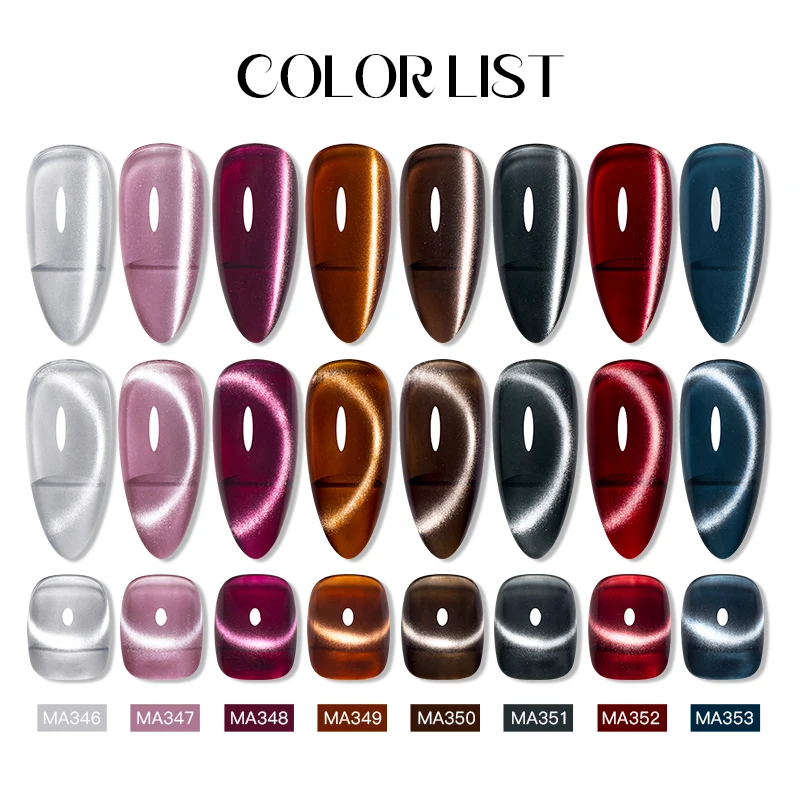 MEET ACROSS Silver Moonlight Magnetic Gel Nail Polish Sparkling Cat Eye Effect Soak Off Gel Semi-Permanent nail polish Nail Art 3